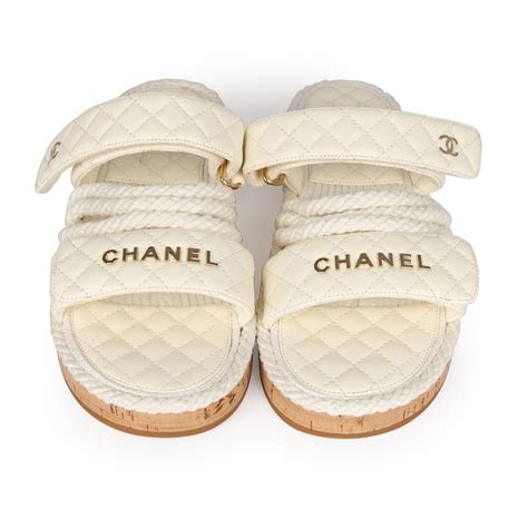 white chanel rope sandals|chanel birkenstock sandals.